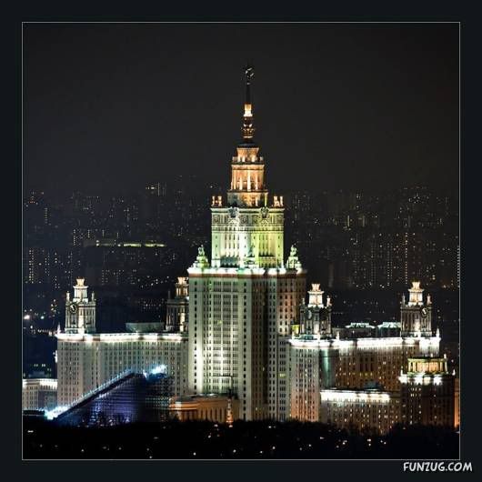Beautiful Night Views of Moscow, Russia