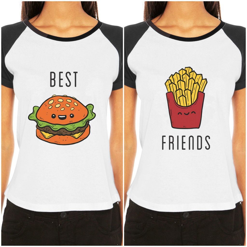 Camiseta Feminina Raglan Frases Melhores Amigas Best Friends