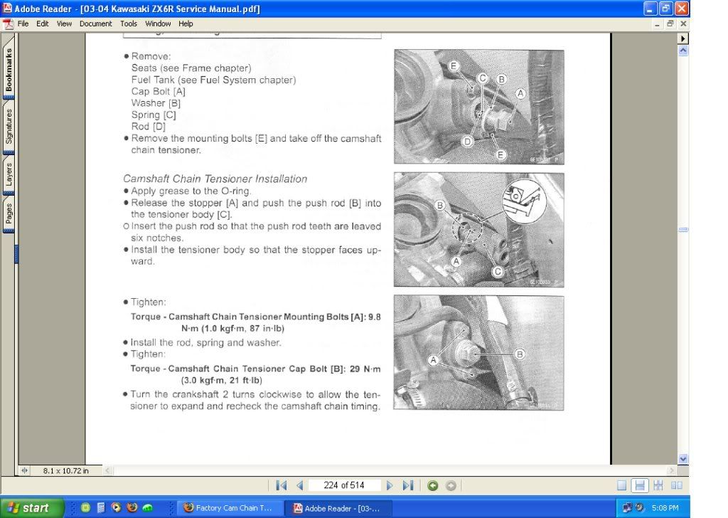 Factory Cam Chain Tensioner Reset Kawasaki Motorcycle Forums